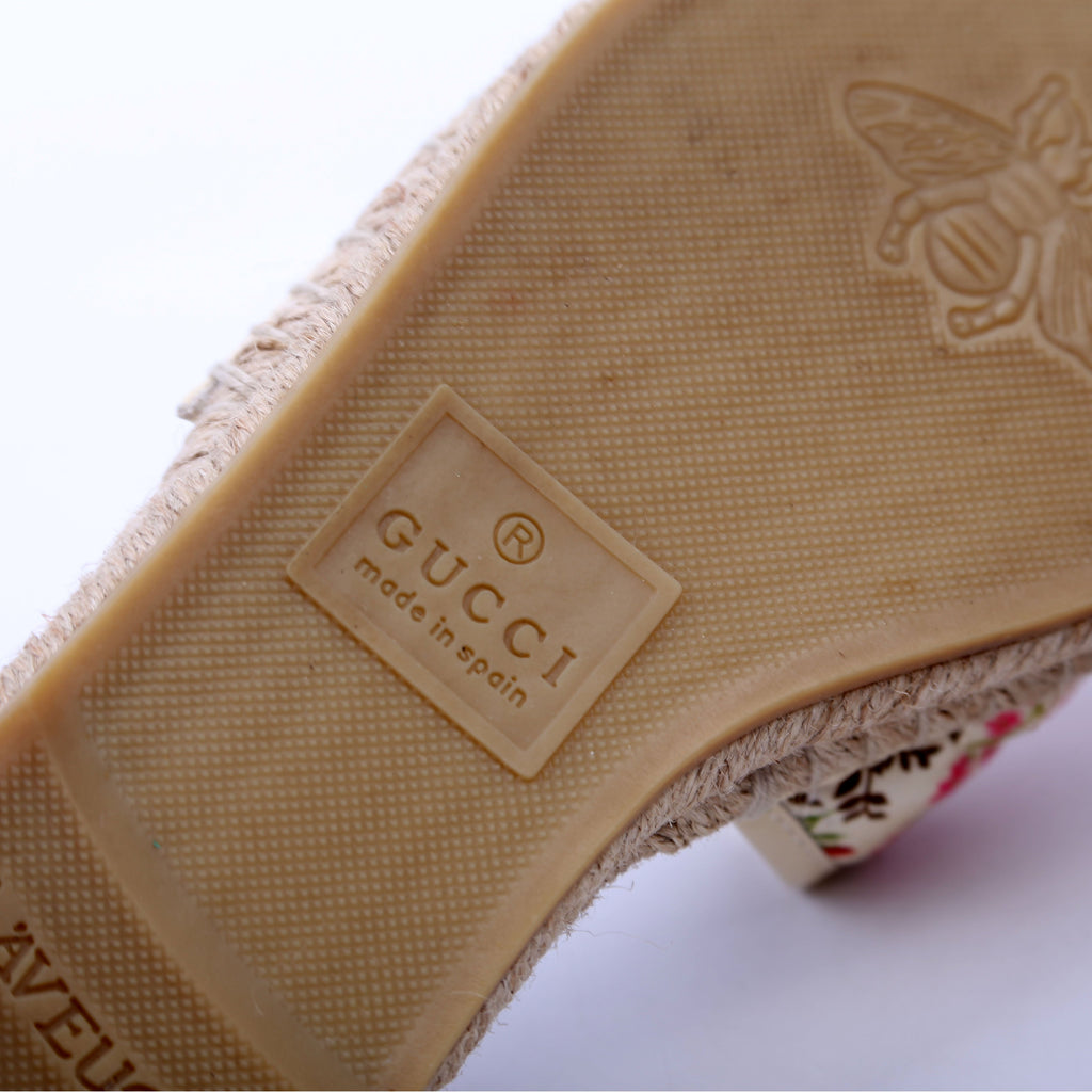 Gucci Marmont Floral Espadrille Slides Size 36 Beige