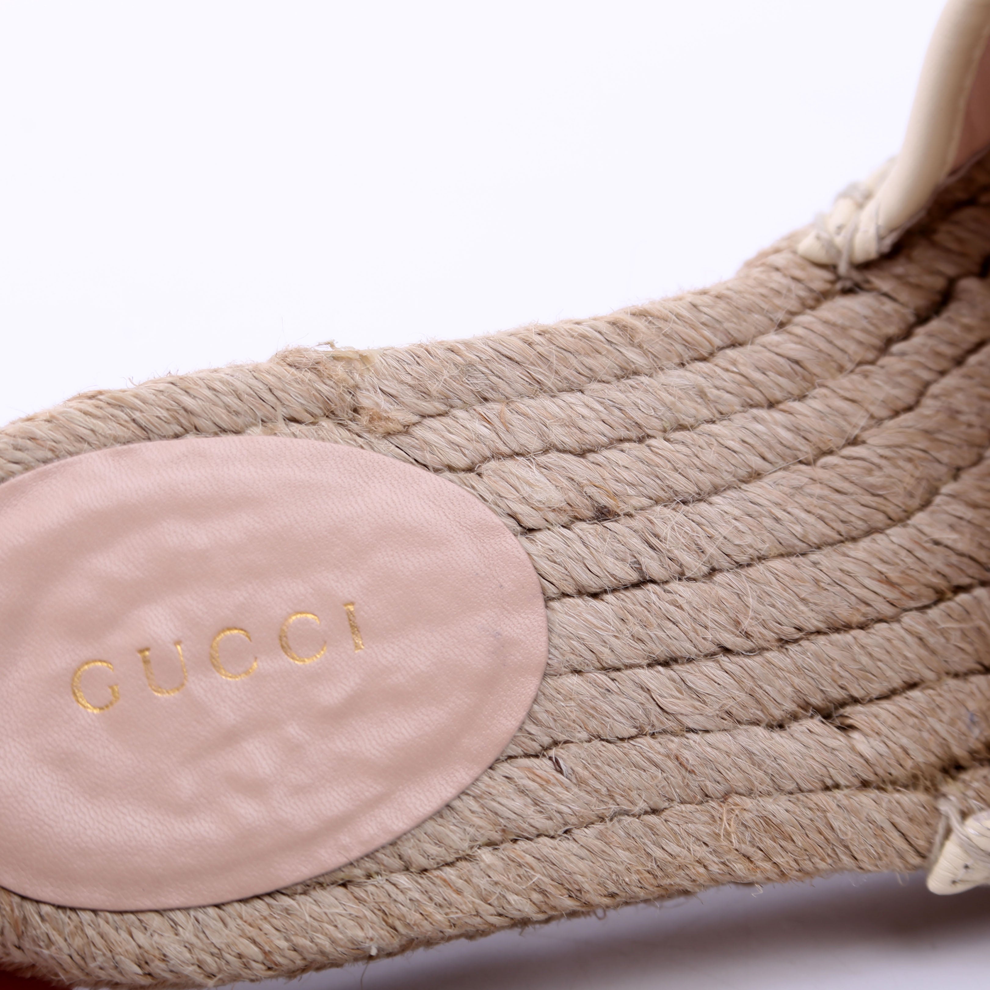 Gucci Marmont Floral Espadrille Slides Size 36 Beige