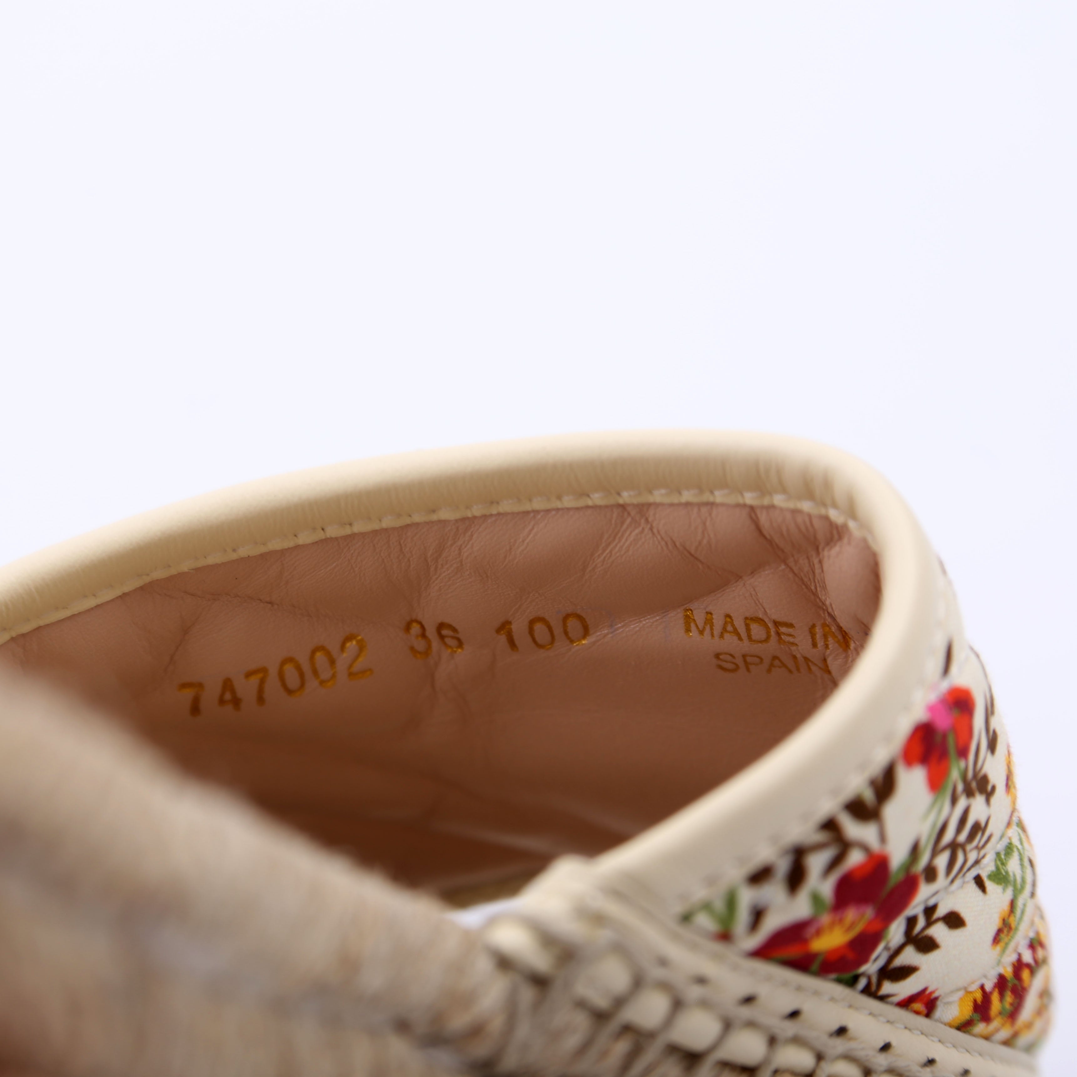 Gucci Marmont Floral Espadrille Slides Size 36 Beige
