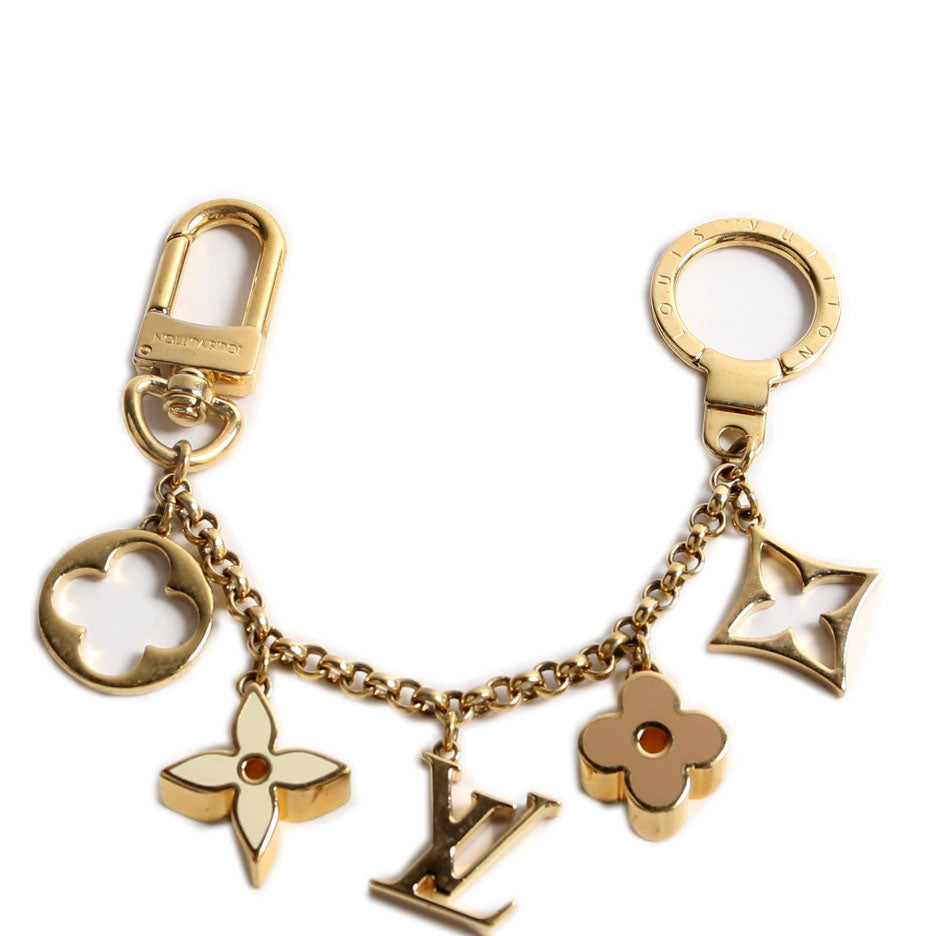 Fleur De Monogram Bag Charm Gold/Beige