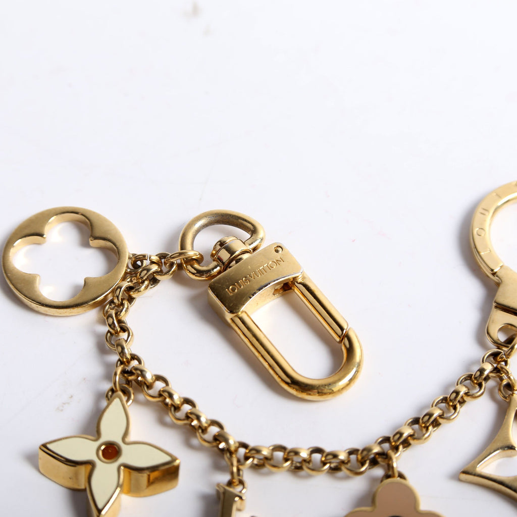 Fleur De Monogram Bag Charm Gold/Beige