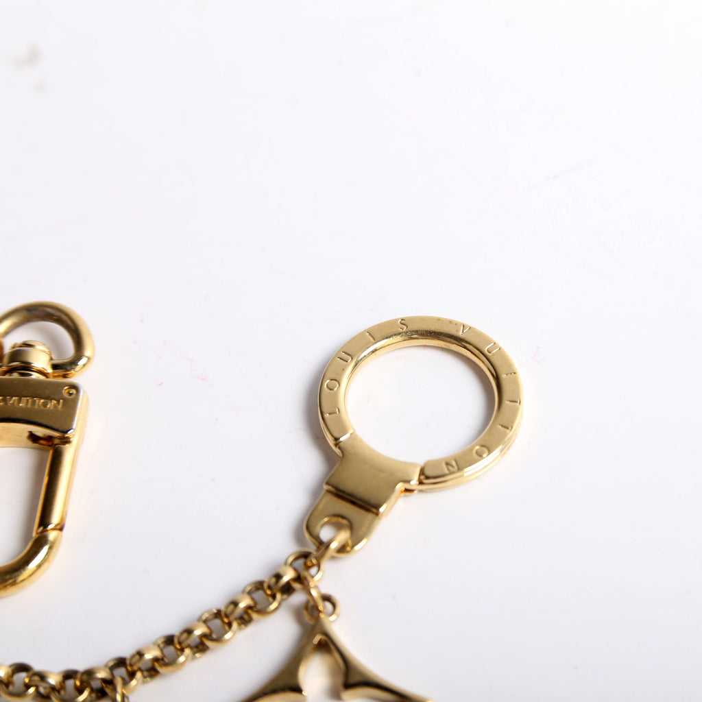 Fleur De Monogram Bag Charm Gold/Beige