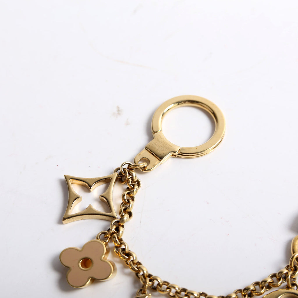 Fleur De Monogram Bag Charm Gold/Beige