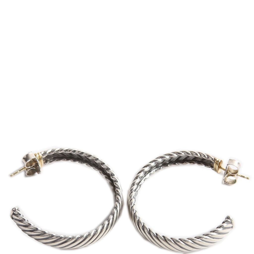 Flat Cable 7MM Hoop Earrings 925/750