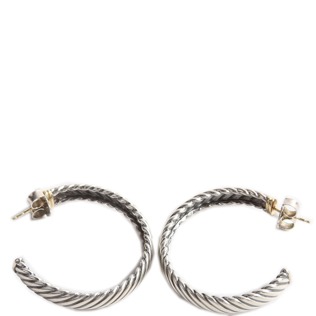 Flat Cable 7MM Hoop Earrings 925/750