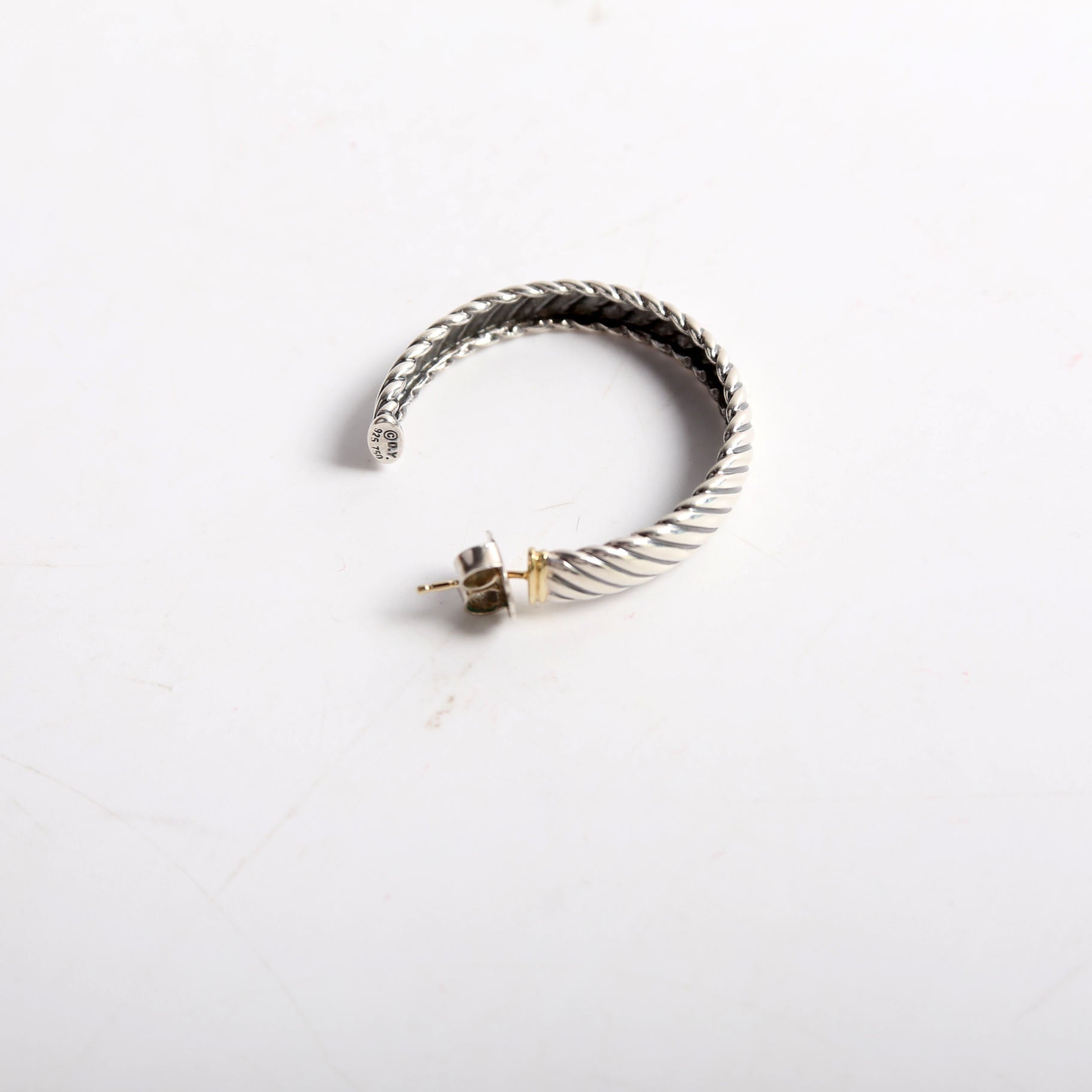 Flat Cable 7MM Hoop Earrings 925/750
