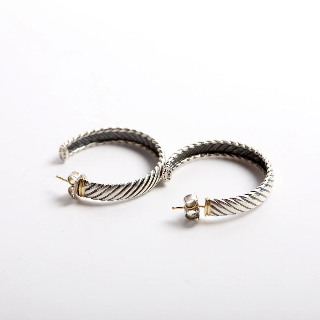 Flat Cable 7MM Hoop Earrings 925/750