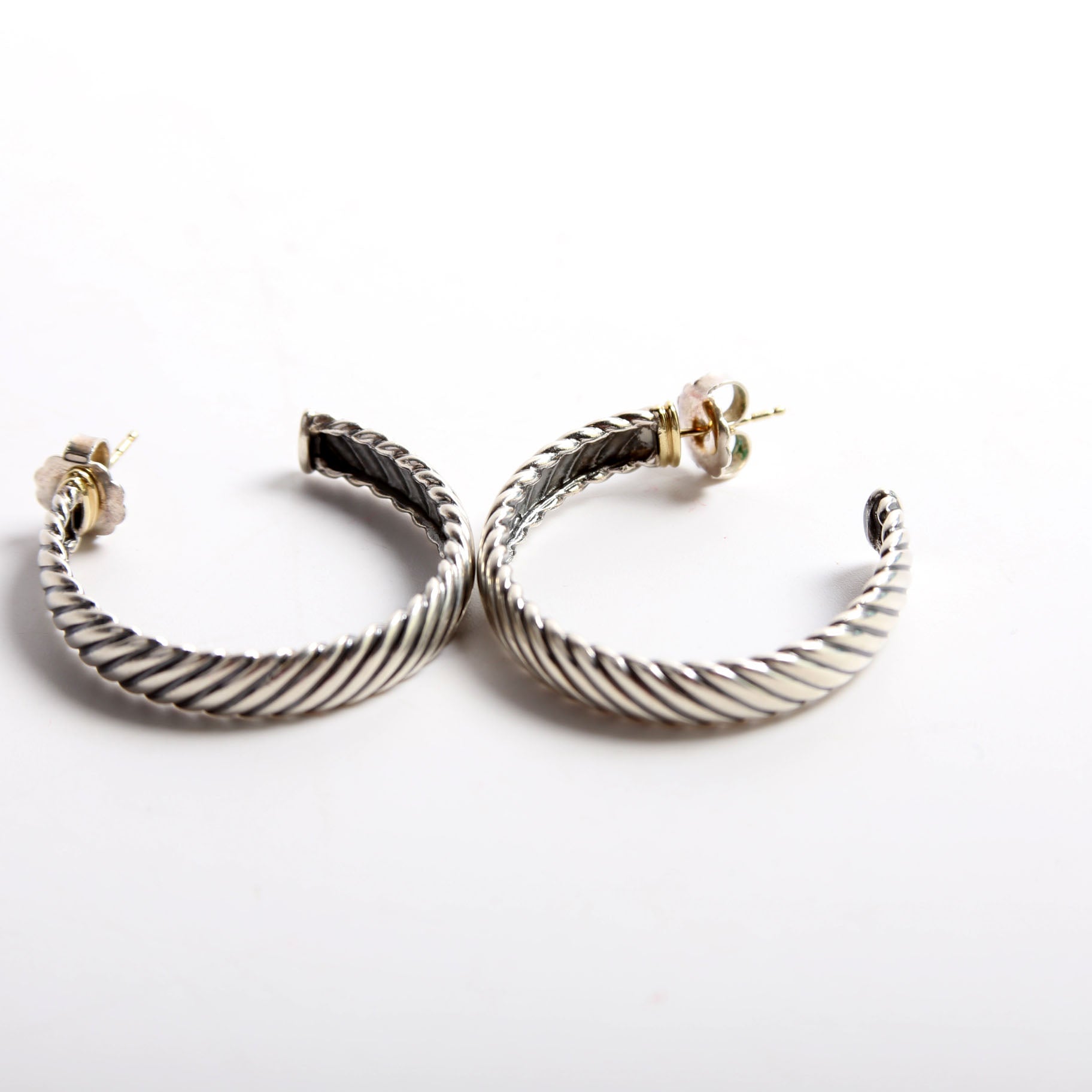 Flat Cable 7MM Hoop Earrings 925/750