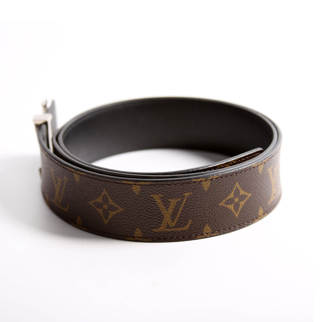 LV Initiales 40MM Reversible Leather/Monogram Size 100/40 Brown/Black/Silver