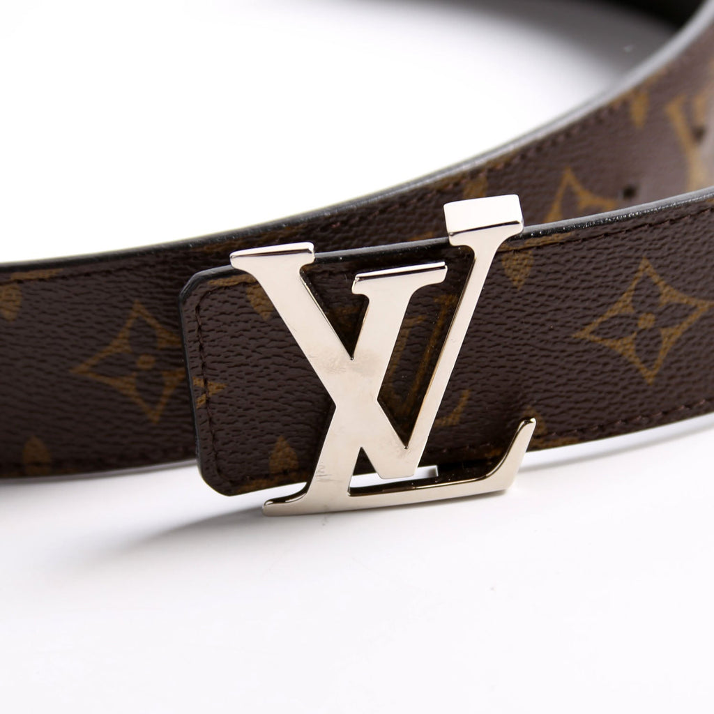 LV Initiales 40MM Reversible Leather/Monogram Size 100/40 Brown/Black/Silver