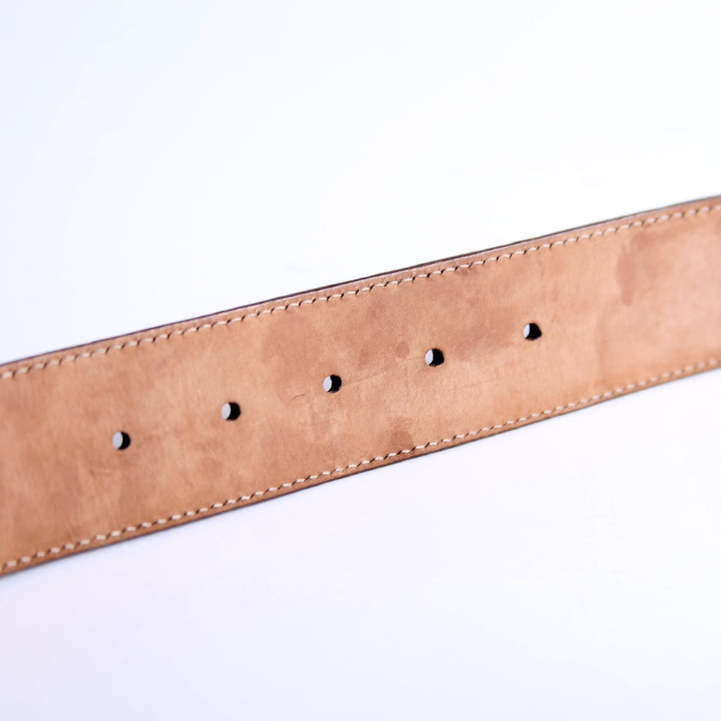 114876 Interlocking Leather Size 85/34 White/Brown/Silver