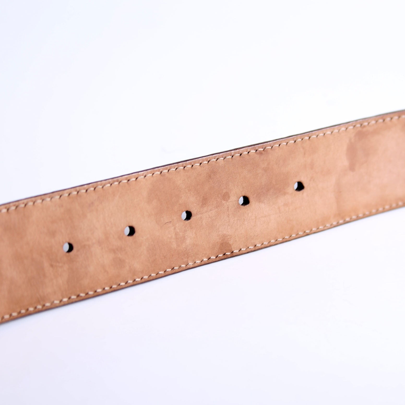 114876 Interlocking Leather Size 85/34 White/Brown/Silver
