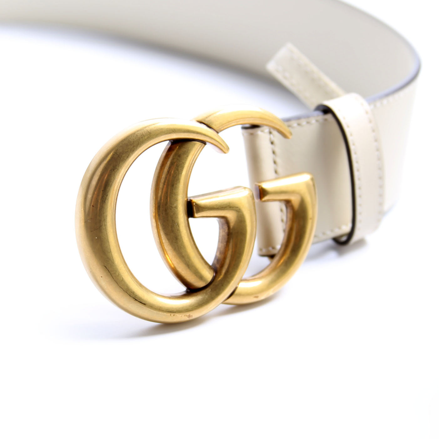 400593 Marmont GG Leather Size 90/36 White/Gold