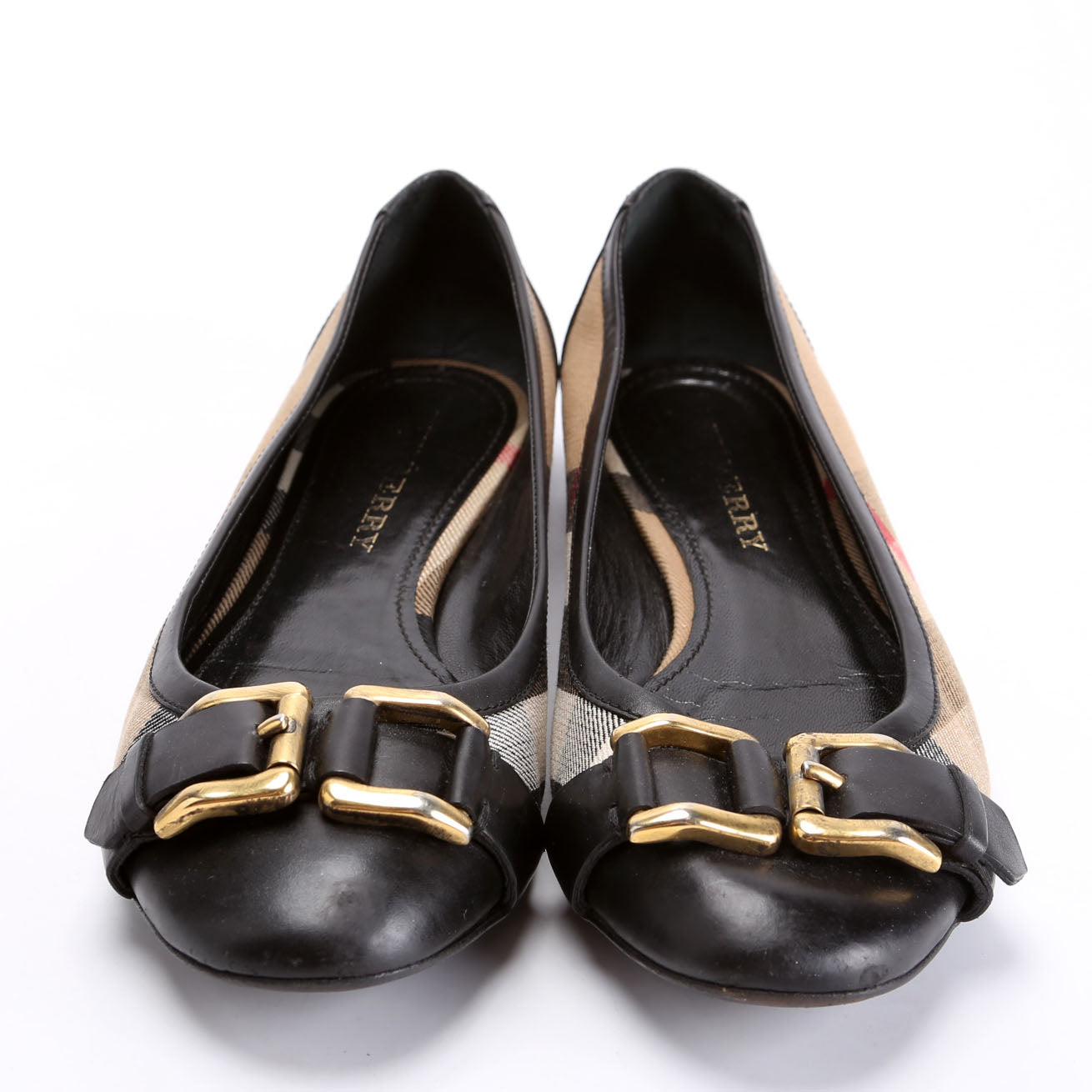 Check Ballet Flats Size 38 Black