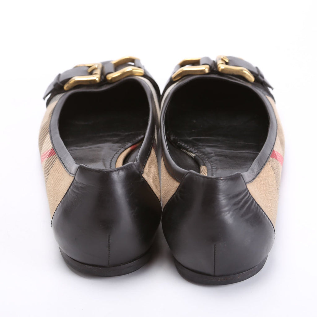 Check Ballet Flats Size 38 Black