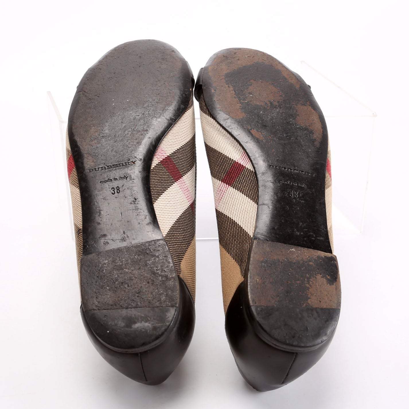 Check Ballet Flats Size 38 Black
