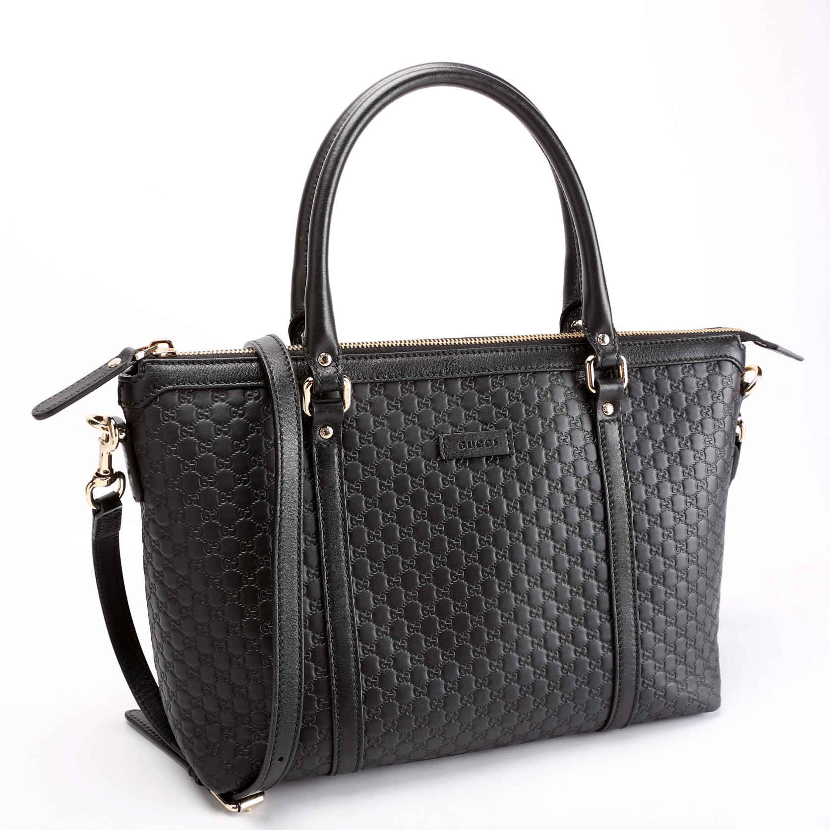 449656 Margaux Satchel Micro Guccissima Black