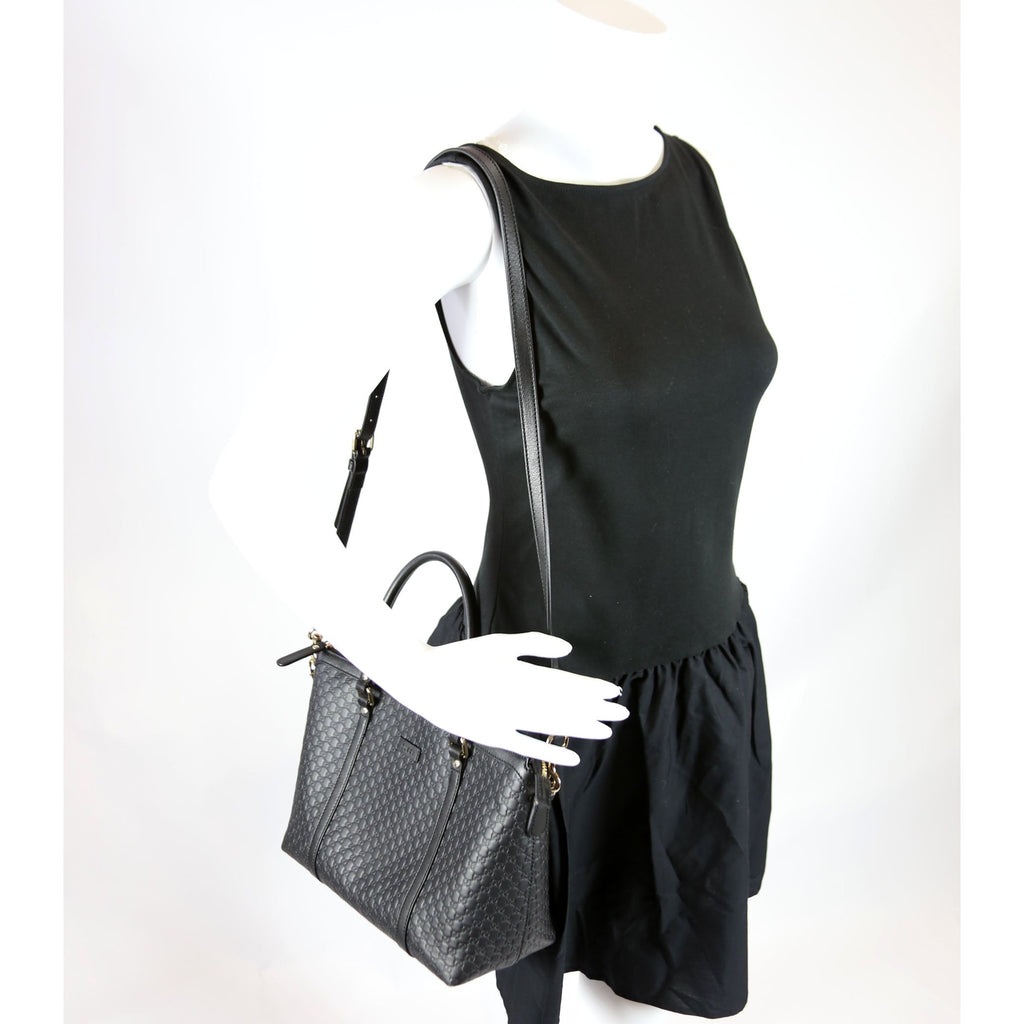 449656 Margaux Satchel Micro Guccissima Black