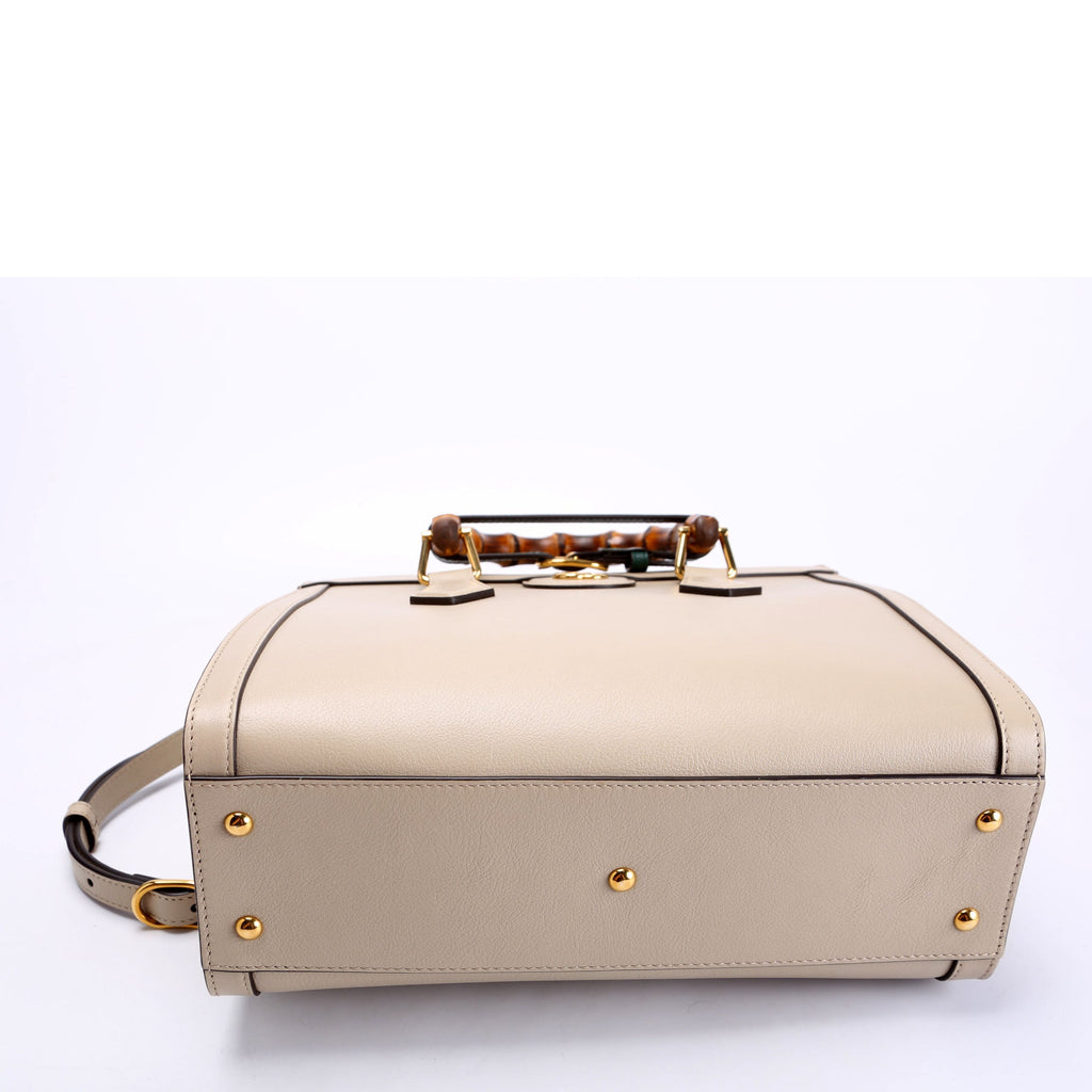 660195 Diana Small Leather Tote Taupe/Green
