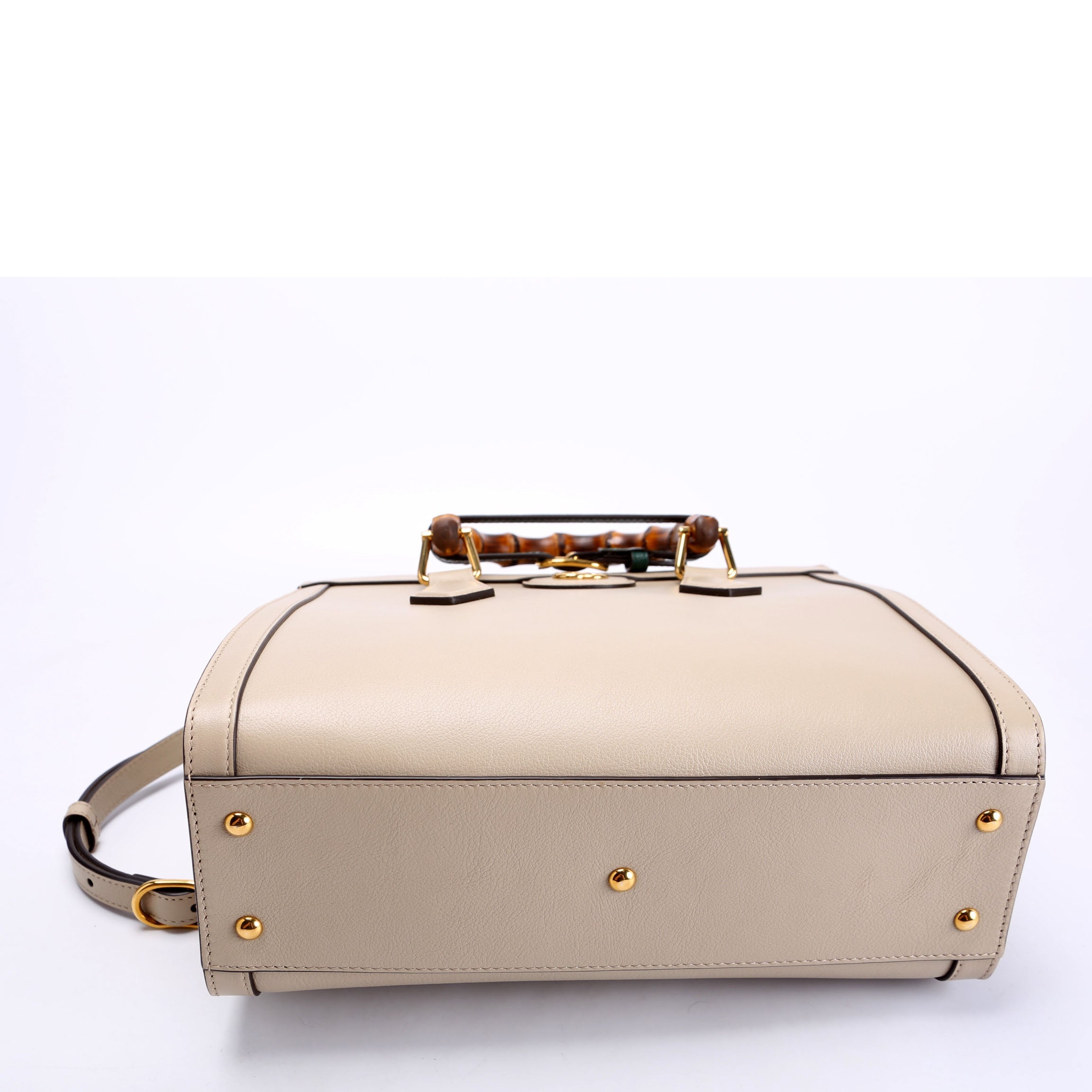 660195 Diana Small Leather Tote Taupe/Green