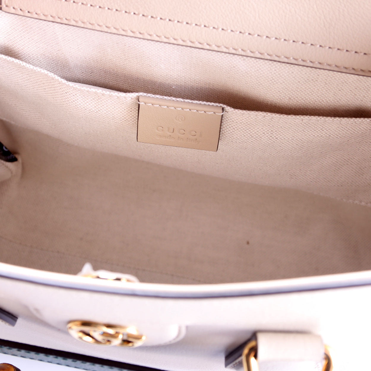 660195 Diana Small Leather Tote Taupe/Green