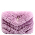 Shearling Puffer Pouch with Card Holder Purple