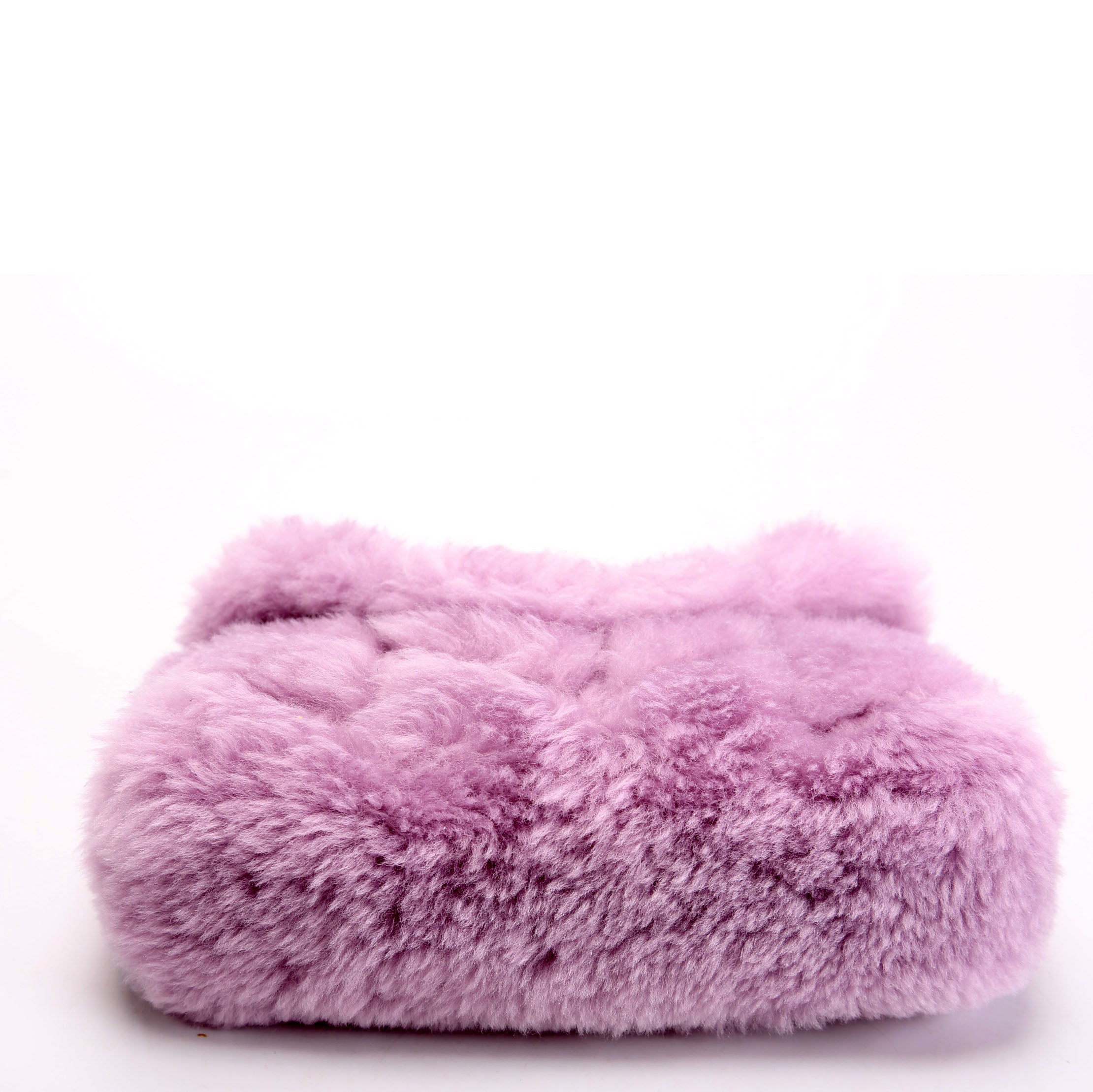 Shearling Puffer Pouch with Card Holder Purple