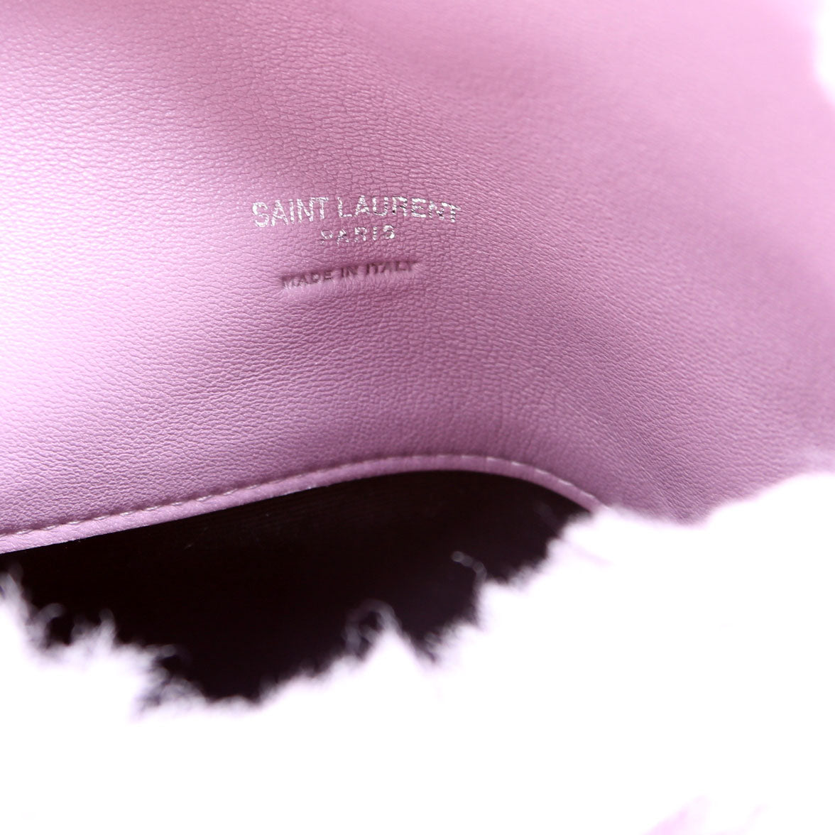 Shearling Puffer Pouch with Card Holder Purple