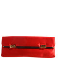 8BP032 Satin FF Clasp Long Clutch Red