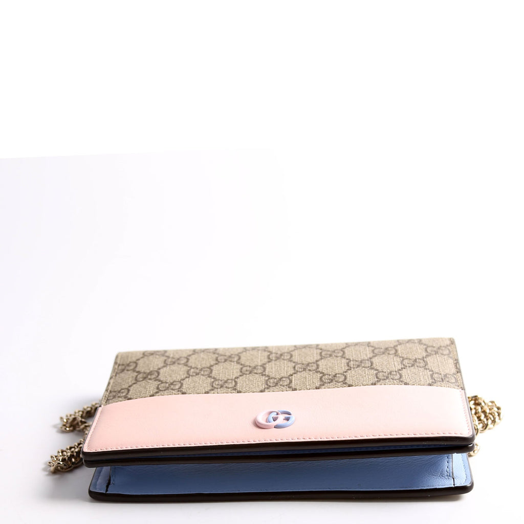 790060 GG Supreme BI Color Wallet On Chain Pink/Light Blue/Beige