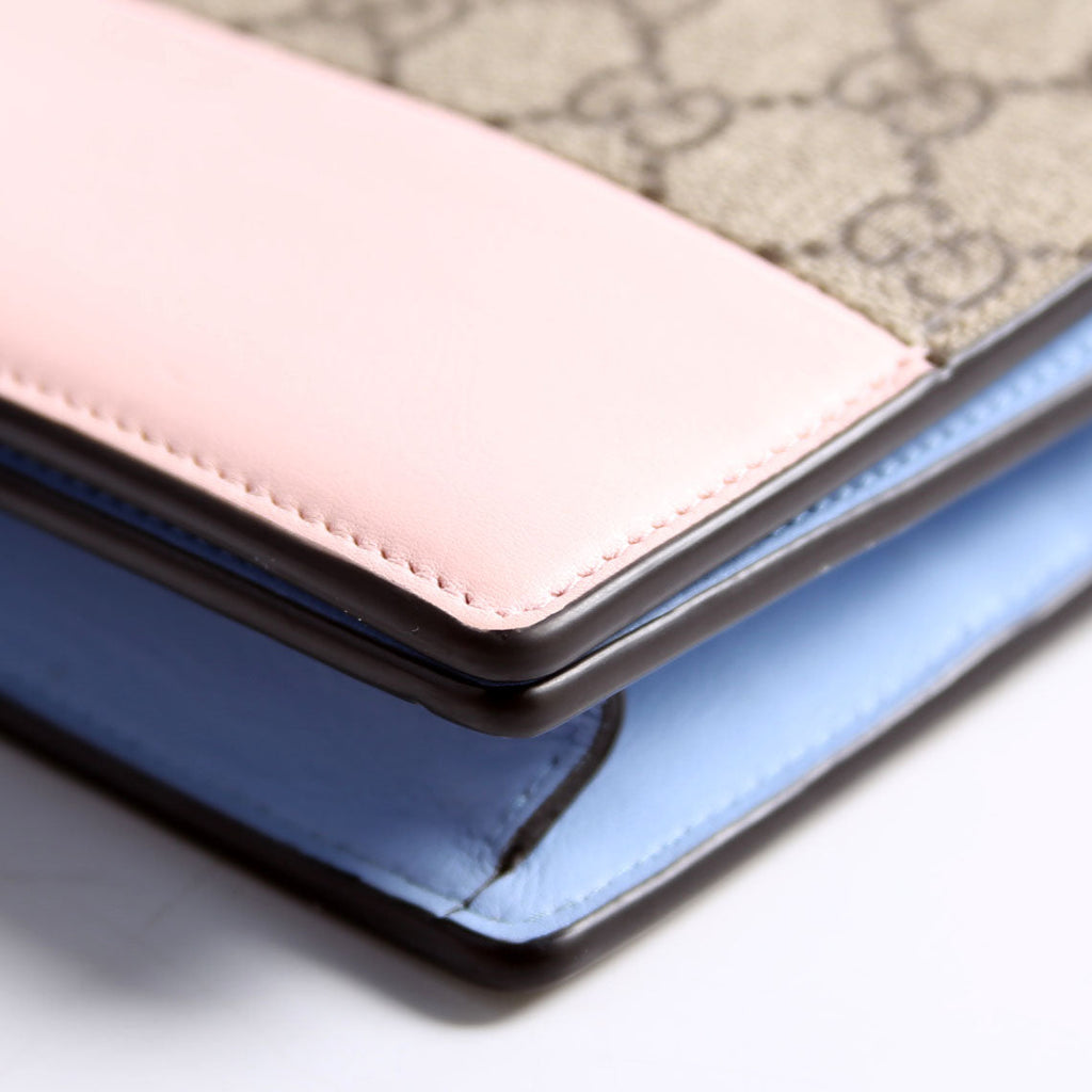 790060 GG Supreme BI Color Wallet On Chain Pink/Light Blue/Beige
