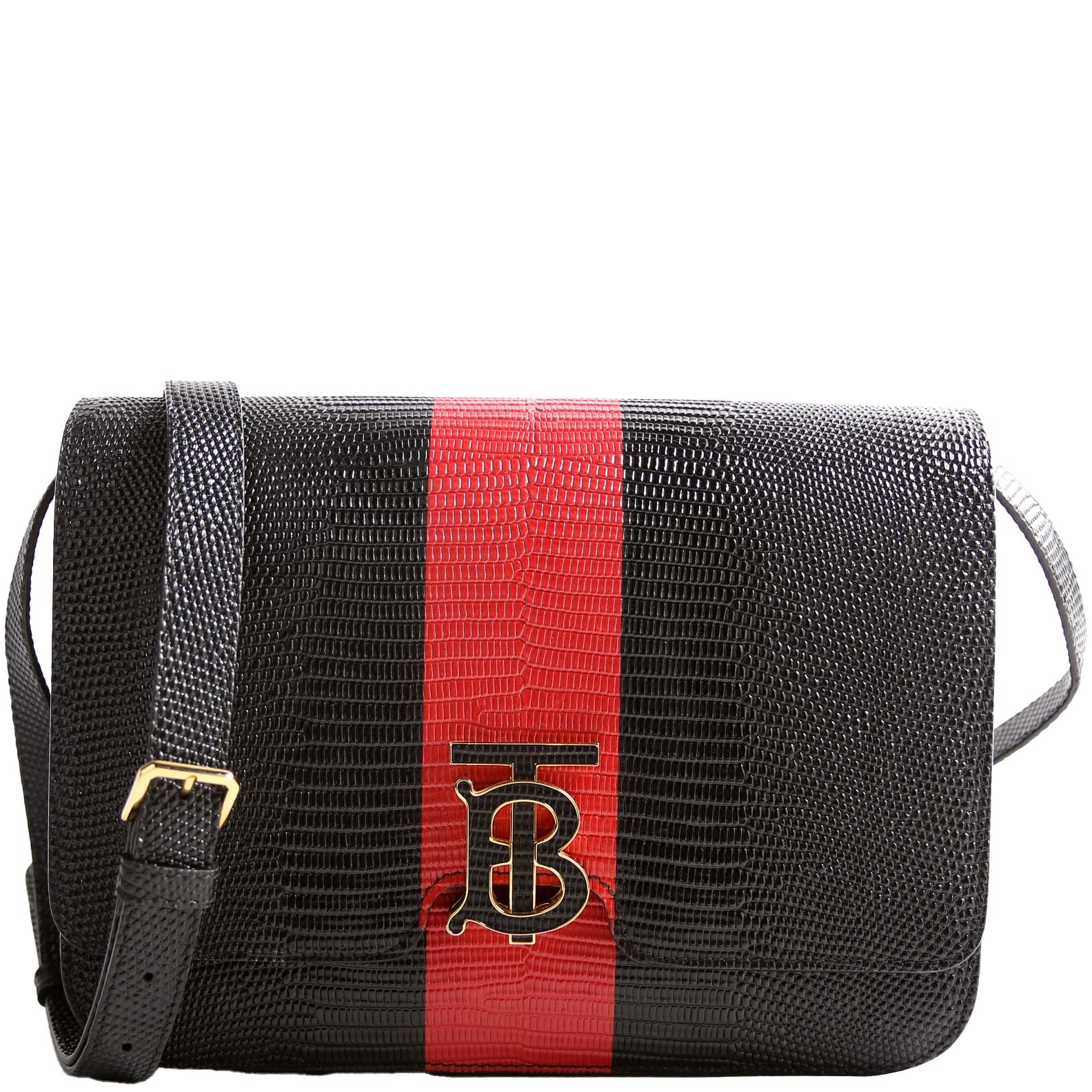 Brit Embossed Leather Crossbody Black/Red