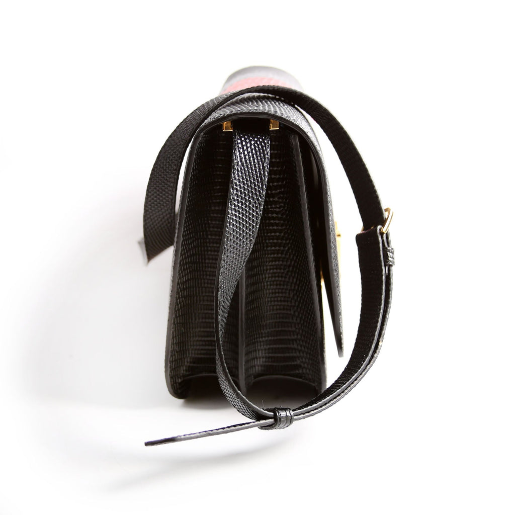 Brit Embossed Leather Crossbody Black/Red