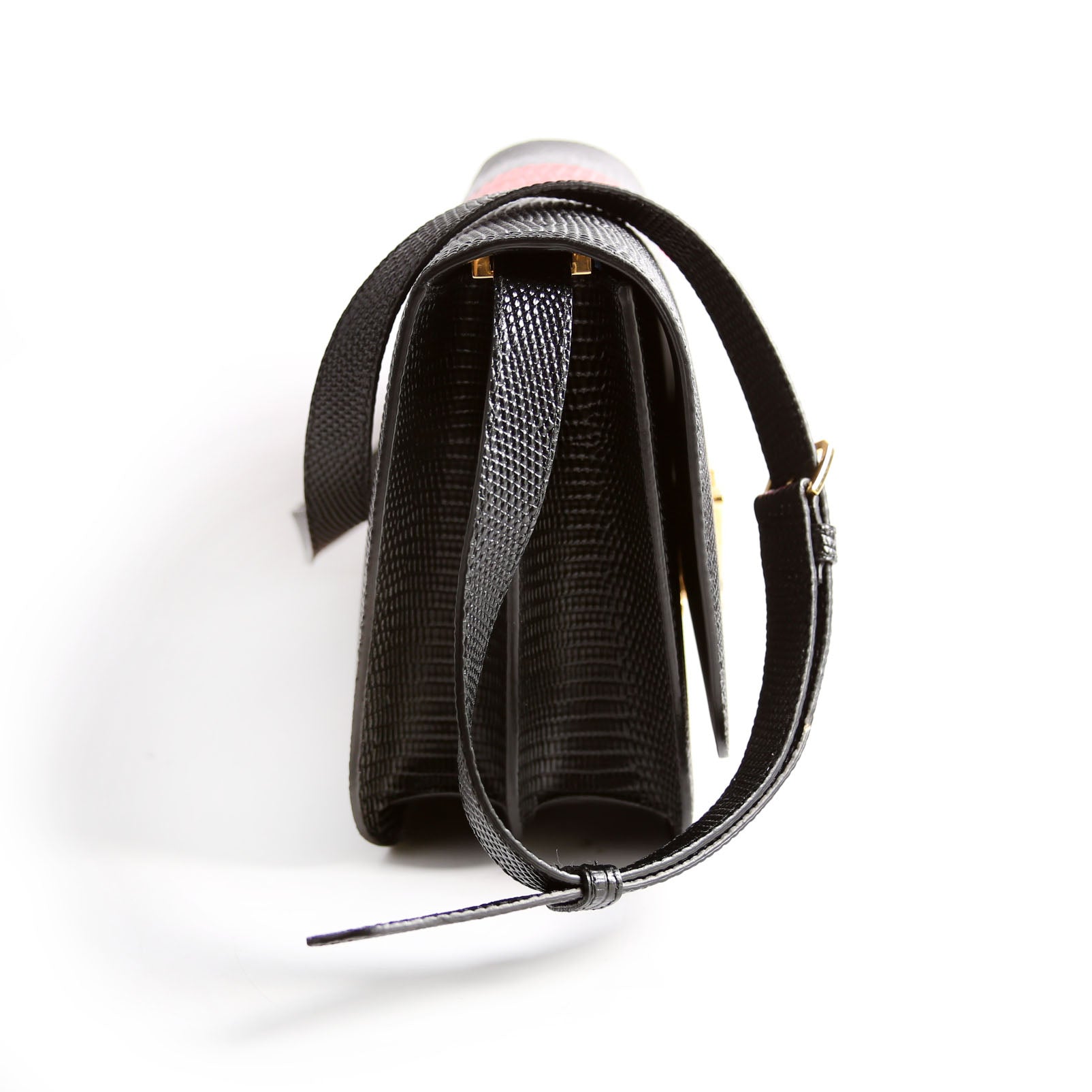Brit Embossed Leather Crossbody Black/Red