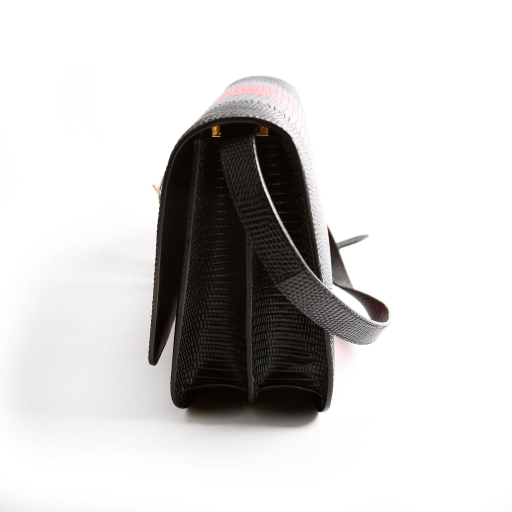 Brit Embossed Leather Crossbody Black/Red