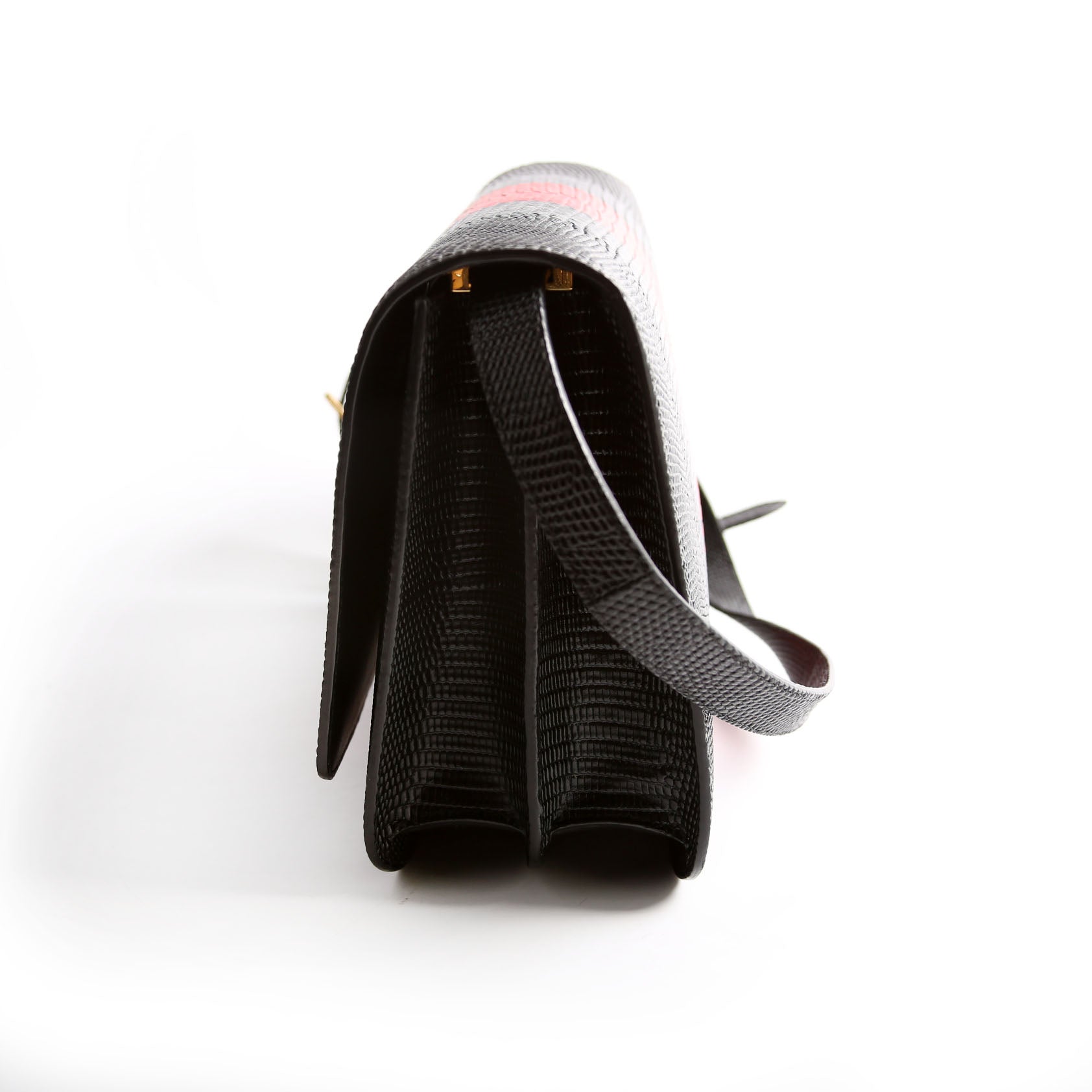 Brit Embossed Leather Crossbody Black/Red