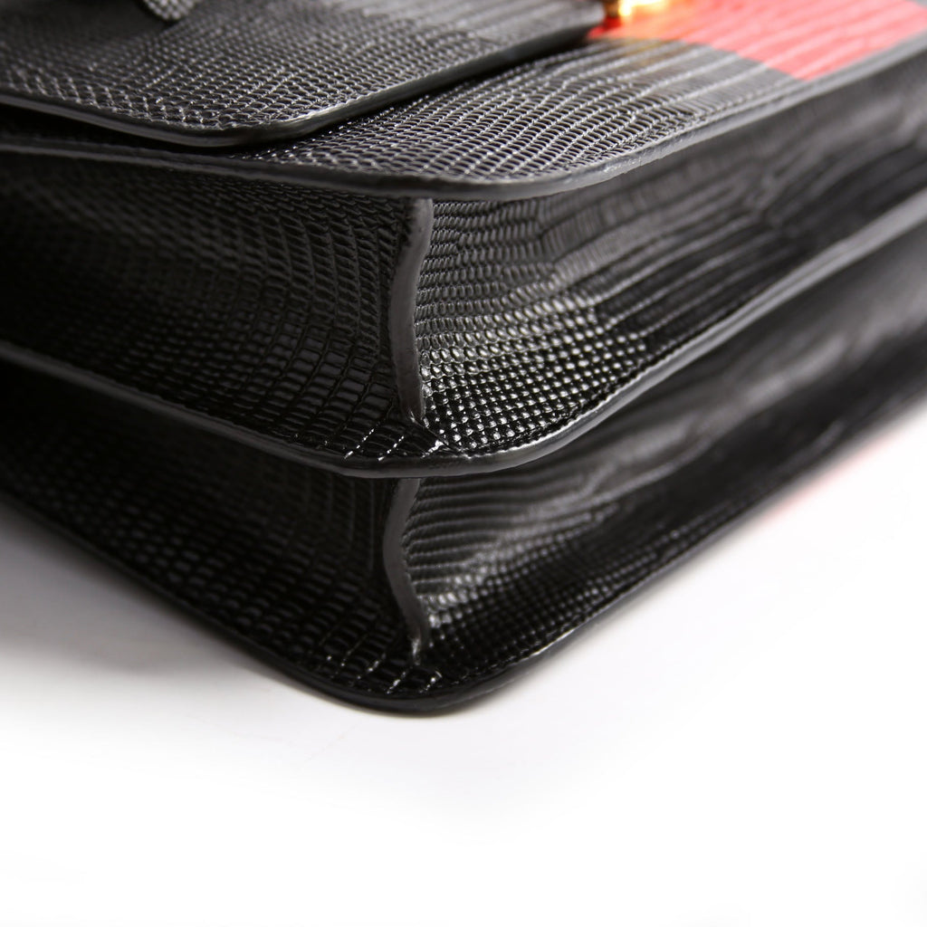 Brit Embossed Leather Crossbody Black/Red