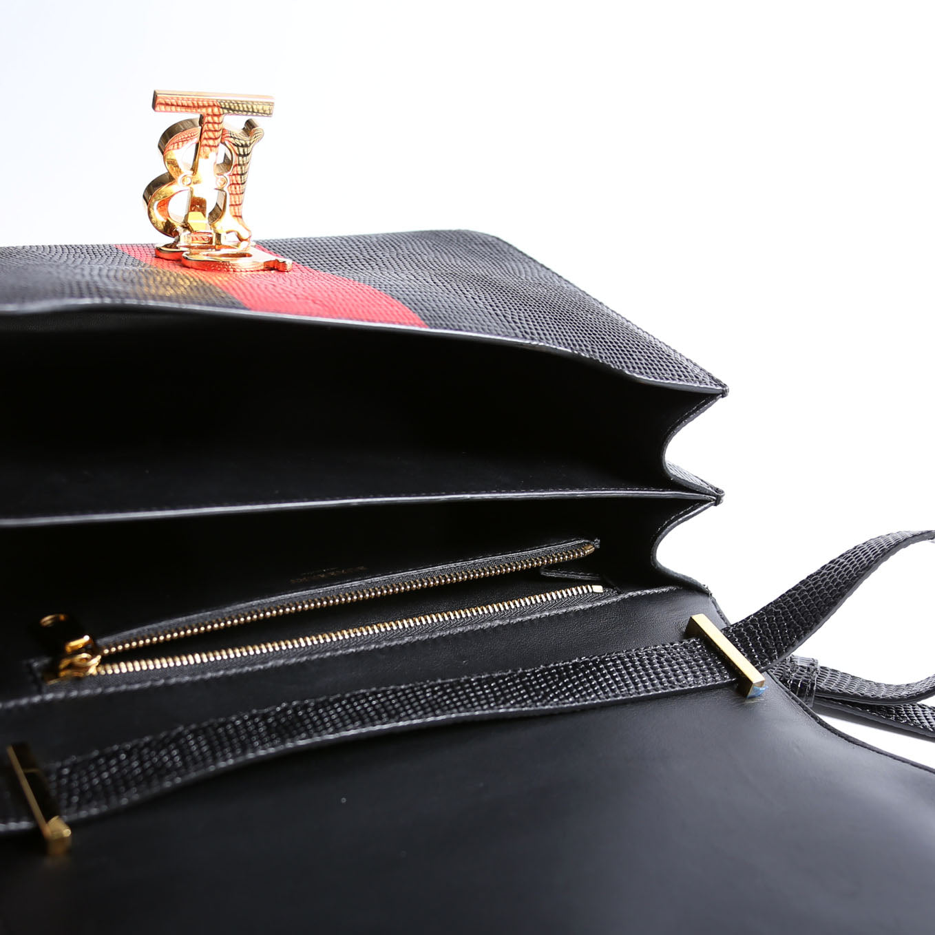 Brit Embossed Leather Crossbody Black/Red