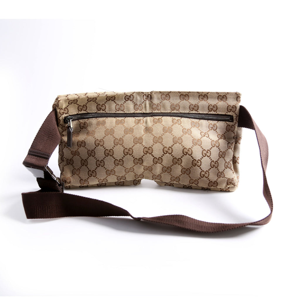 28566 GG Canvas Waist Bag Brown