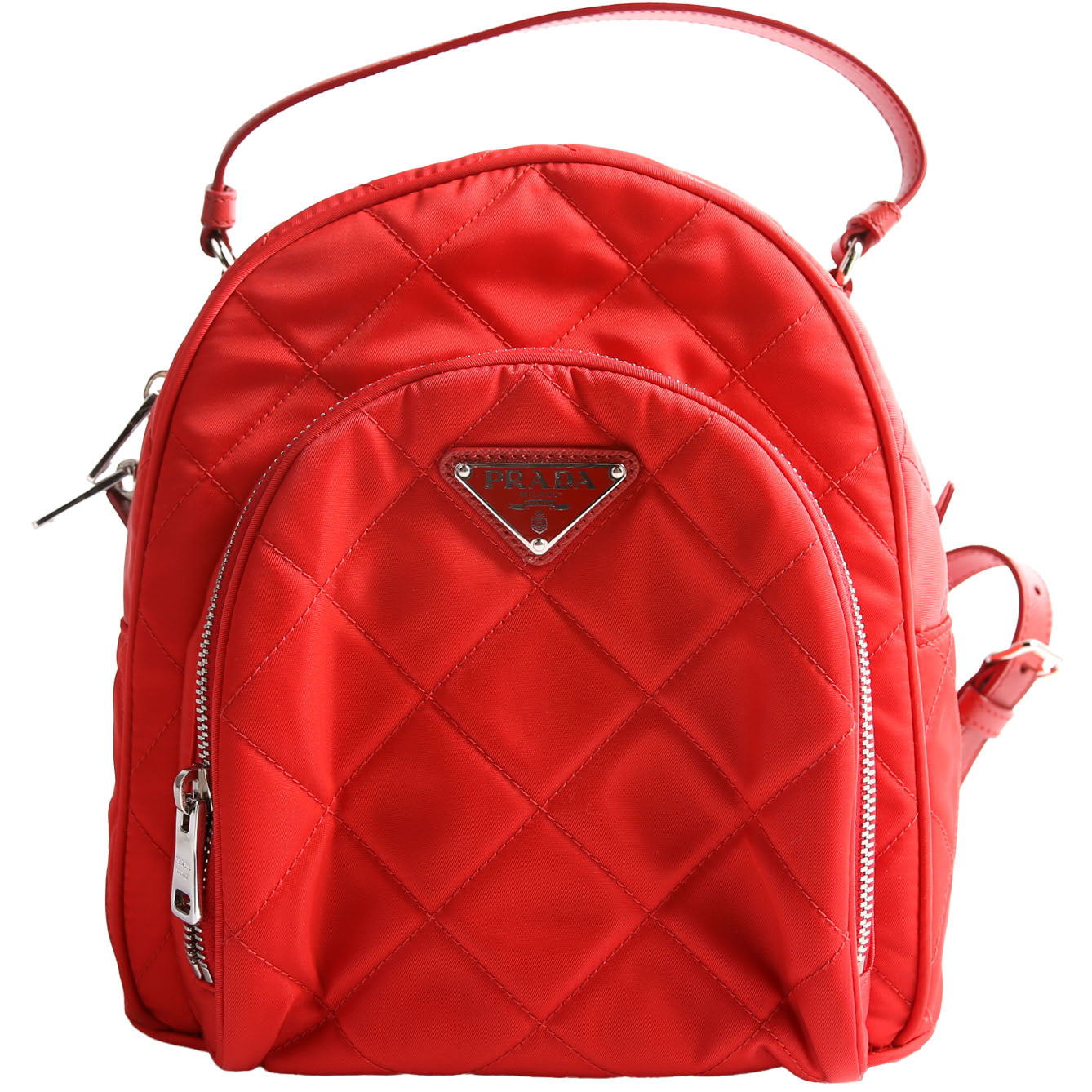 1BZ066 Quilted Nylon Mini Backpack Red