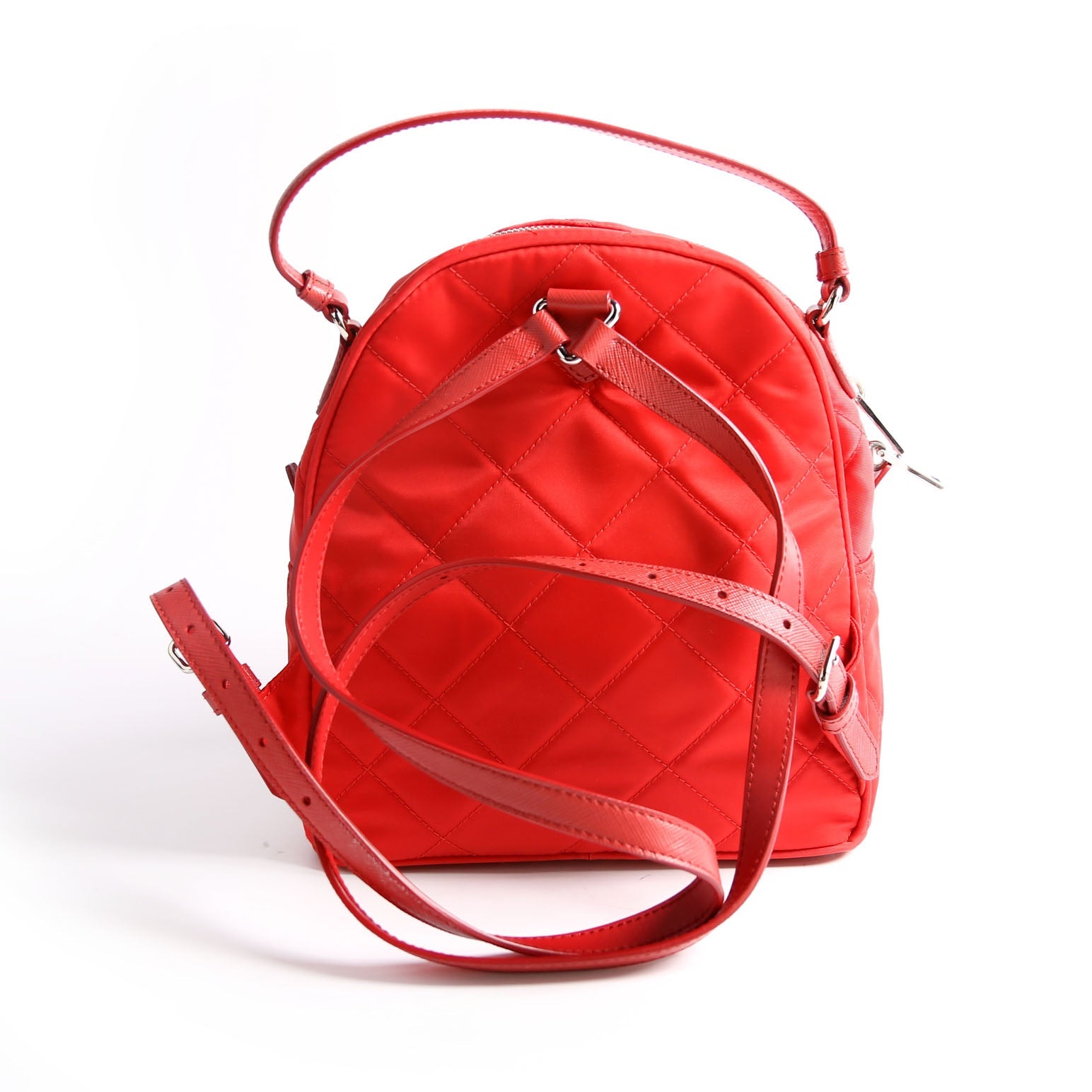 1BZ066 Quilted Nylon Mini Backpack Red