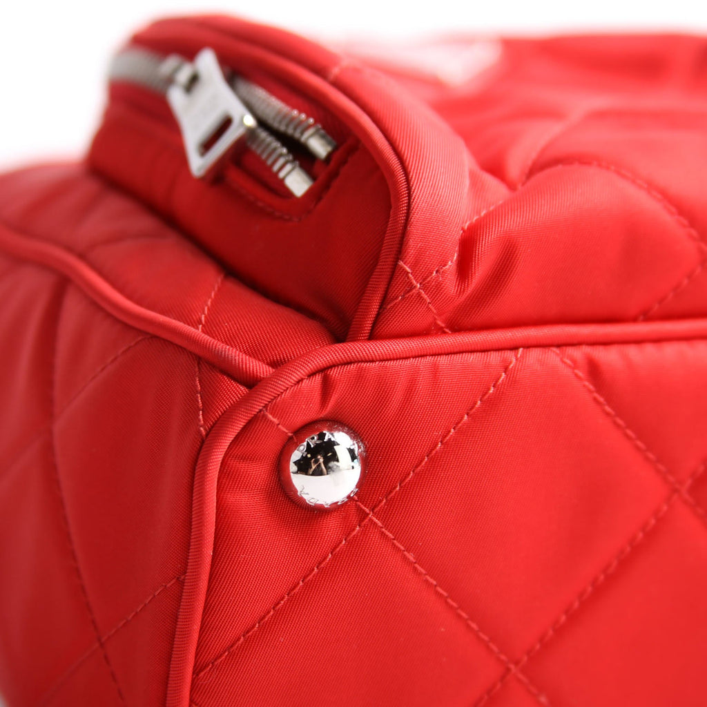 1BZ066 Quilted Nylon Mini Backpack Red