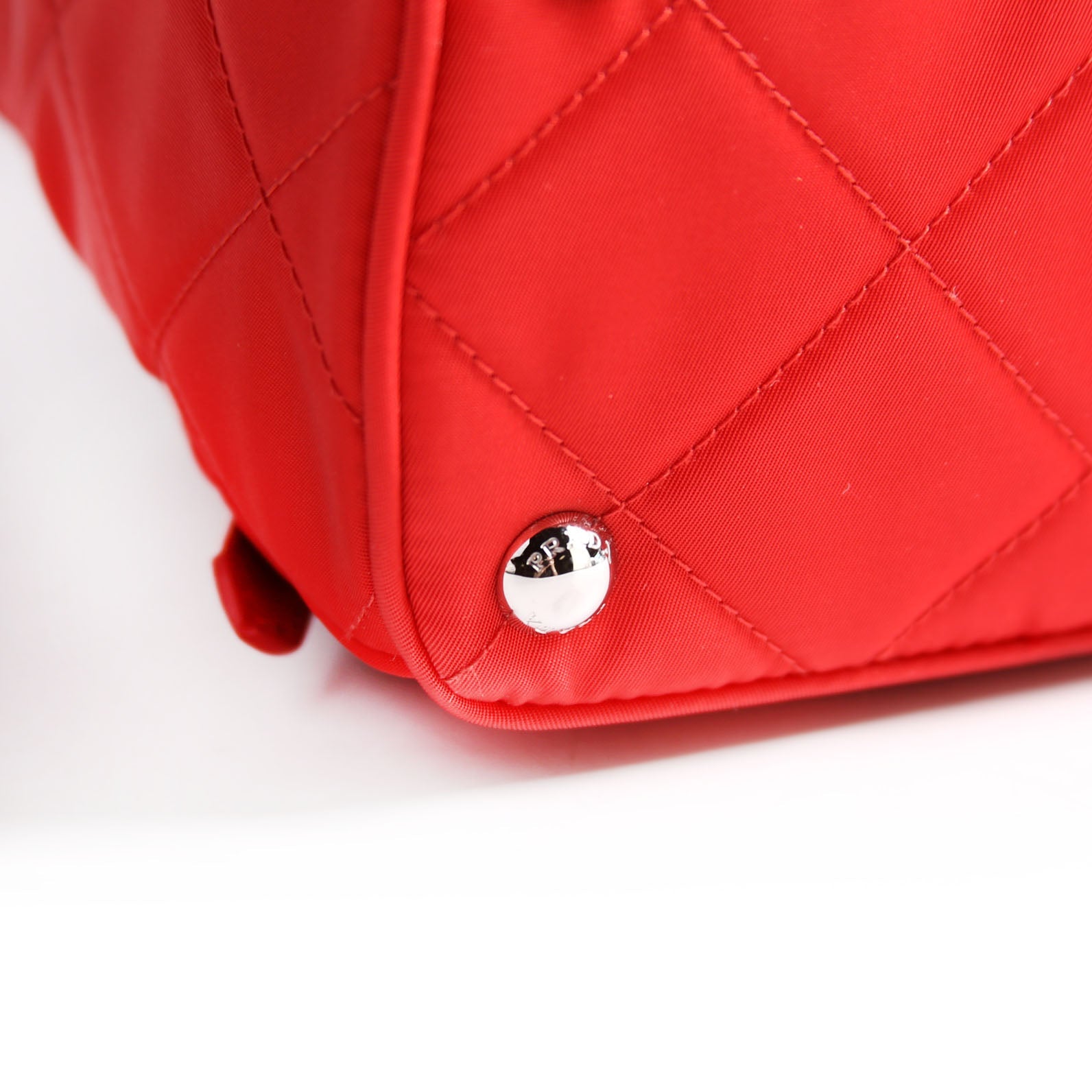 1BZ066 Quilted Nylon Mini Backpack Red