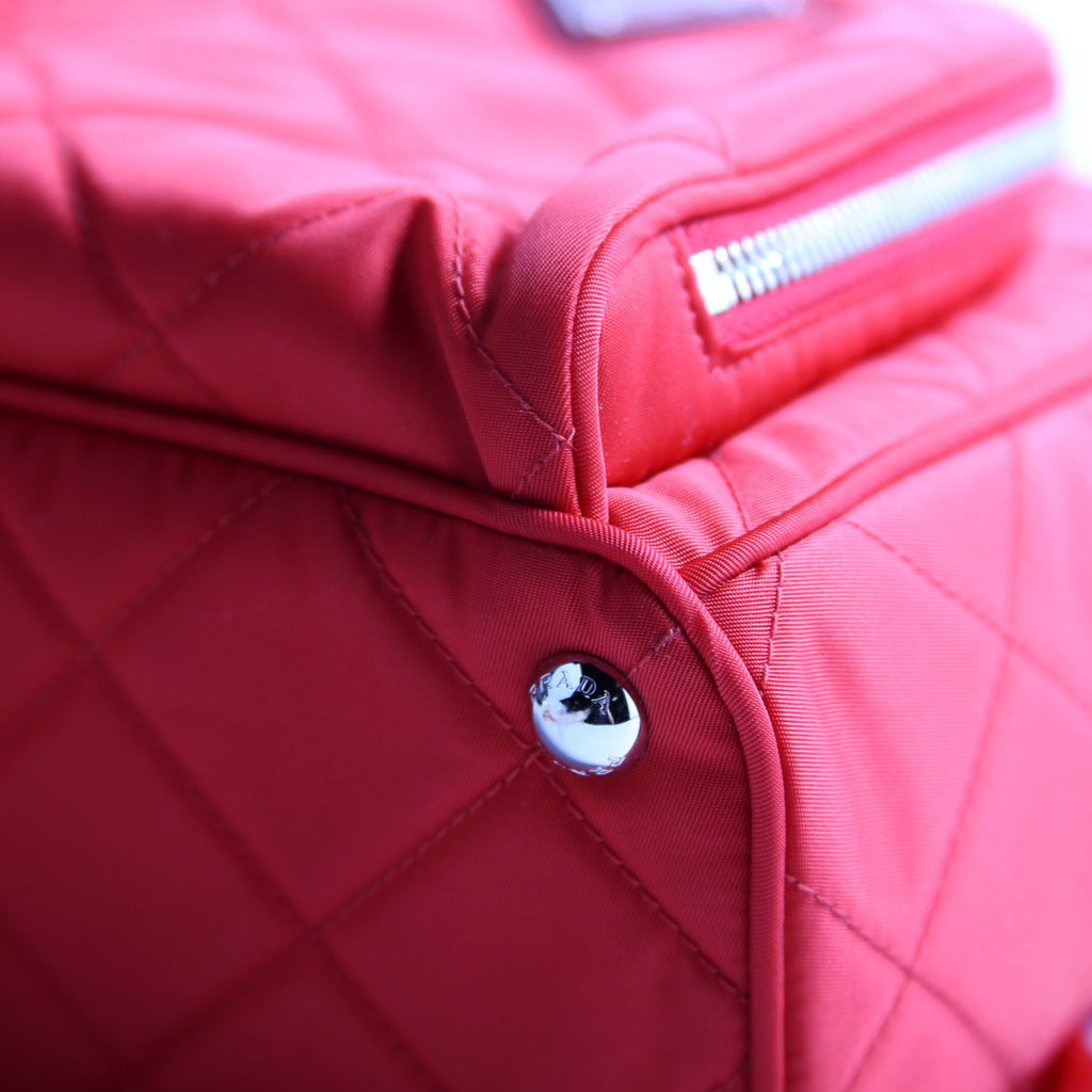 1BZ066 Quilted Nylon Mini Backpack Red