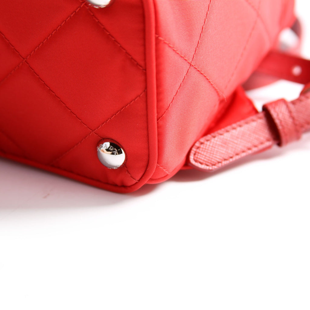 1BZ066 Quilted Nylon Mini Backpack Red
