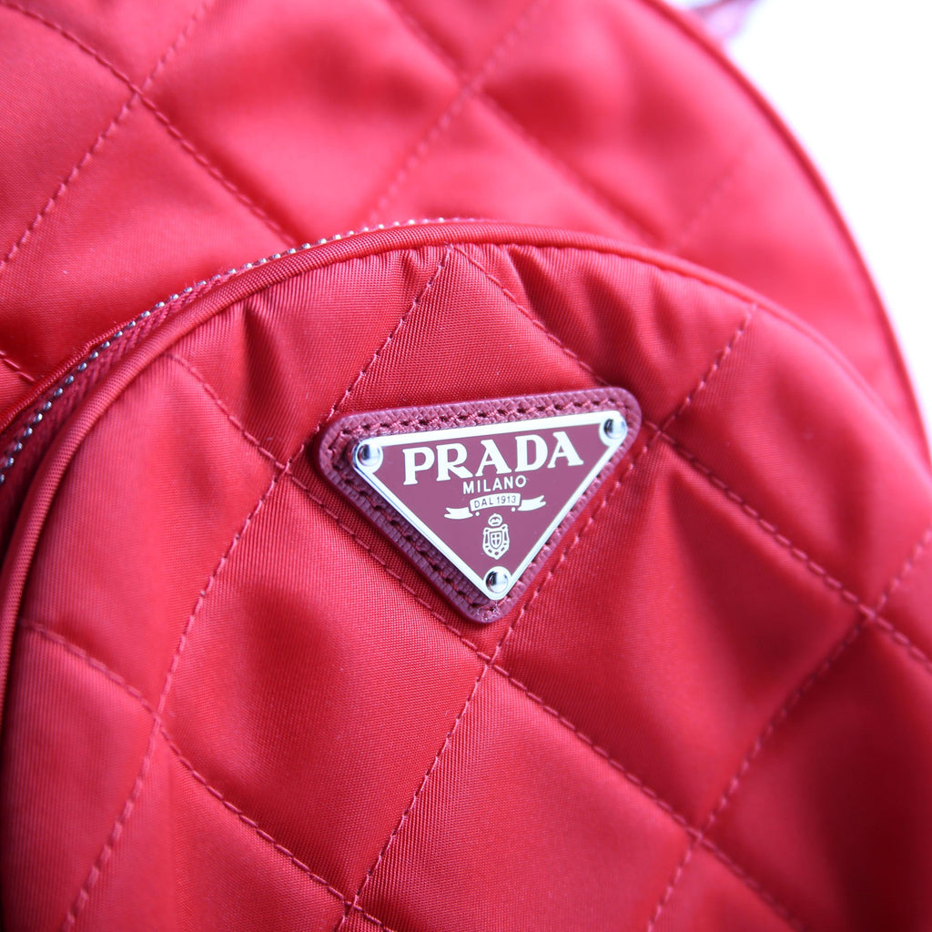 1BZ066 Quilted Nylon Mini Backpack Red