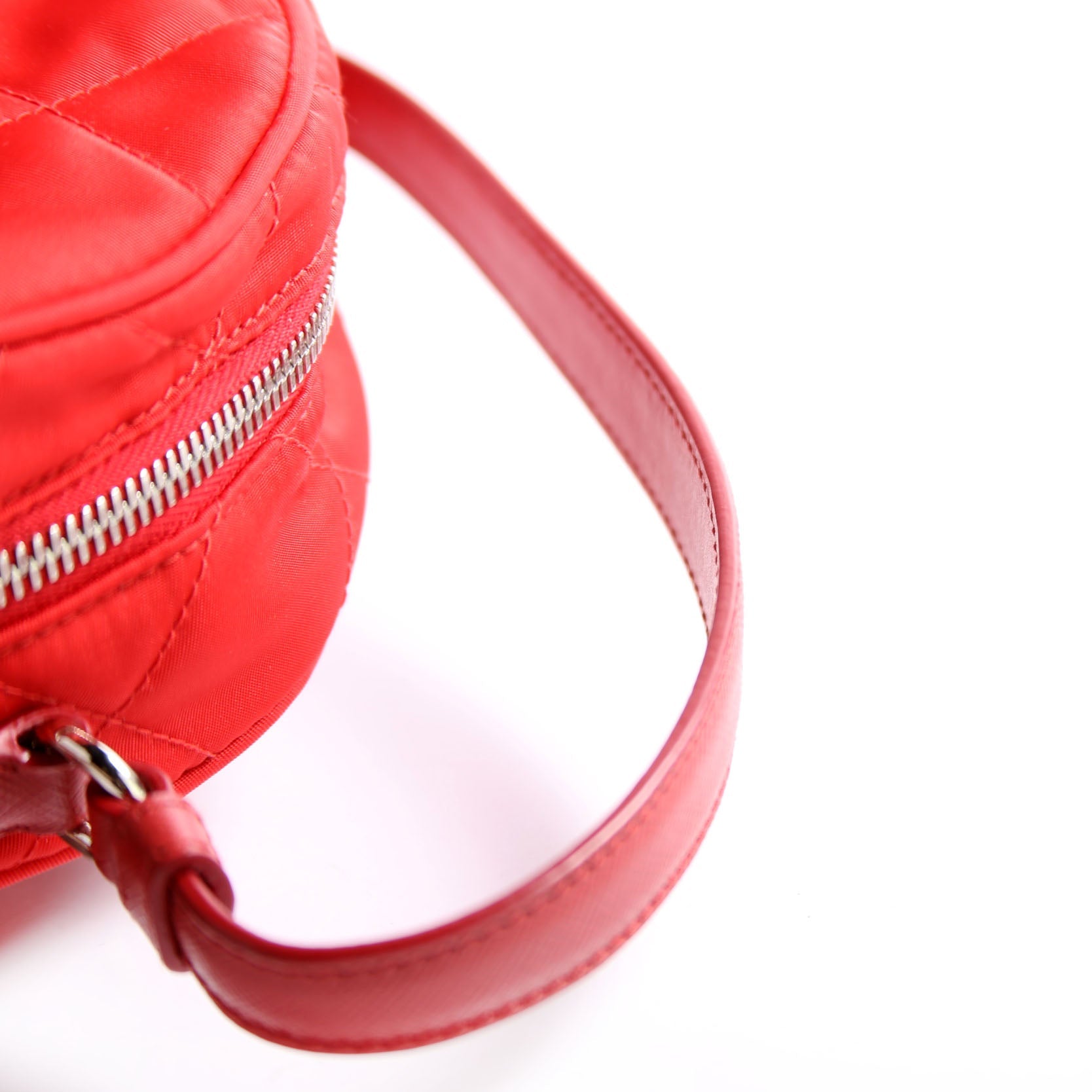 1BZ066 Quilted Nylon Mini Backpack Red