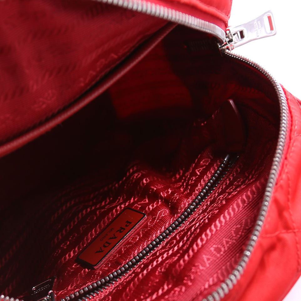 1BZ066 Quilted Nylon Mini Backpack Red