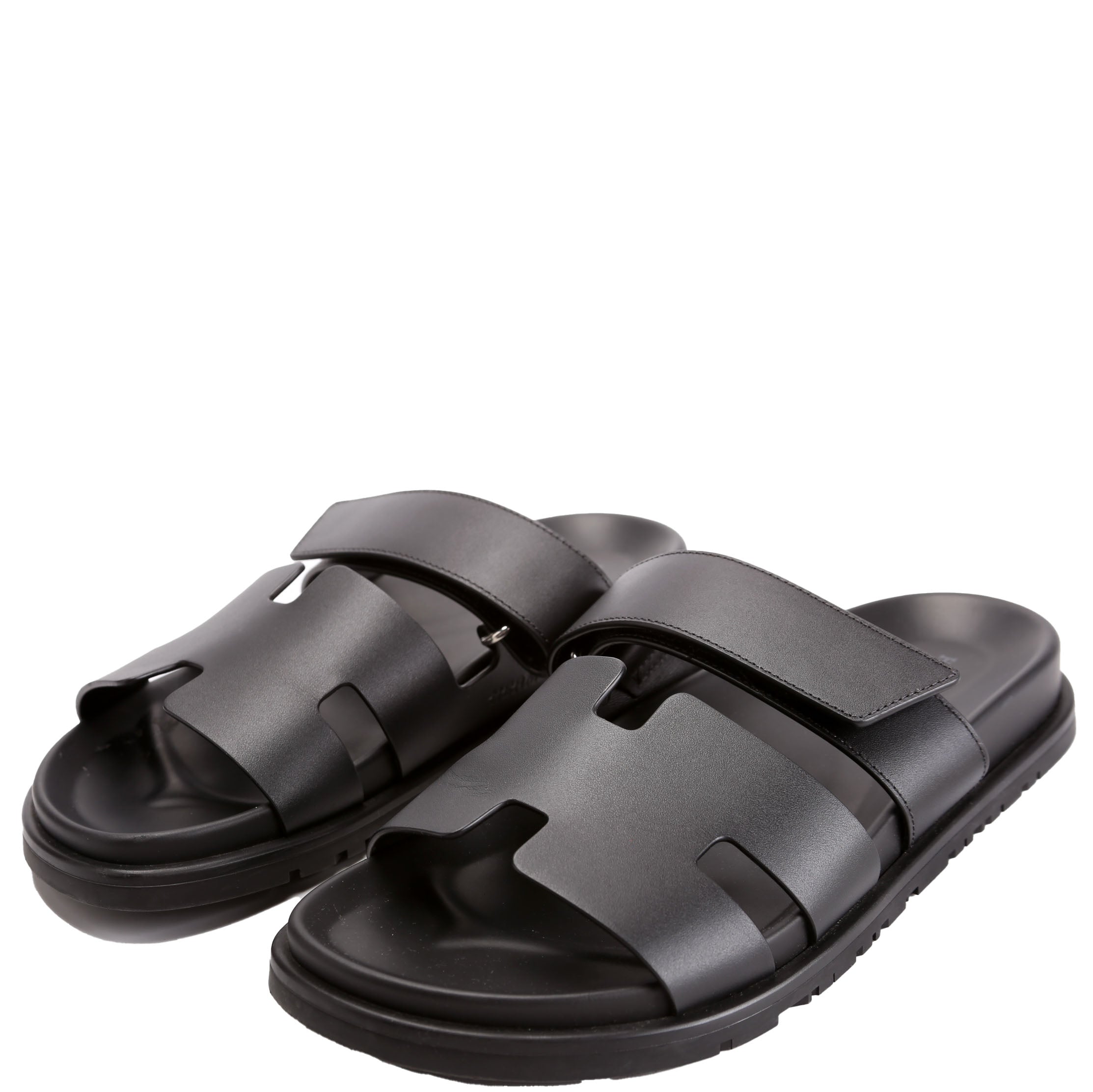Chypre Leather Sandals Size 39.5 Black