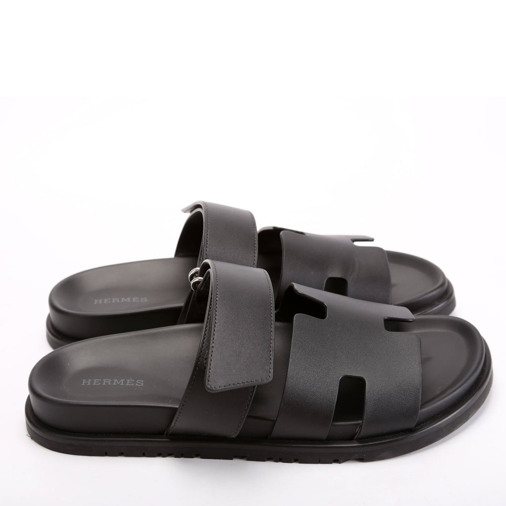Chypre Leather Sandals Size 39.5 Black